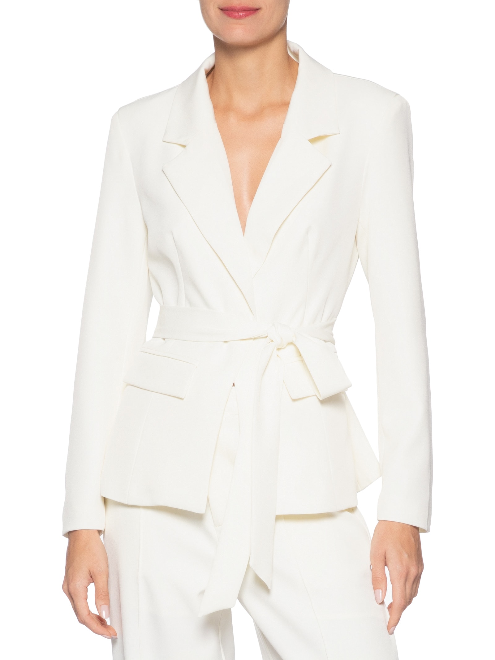 Blazer Feminino Acinturado com Faixa – Branco '2Essential