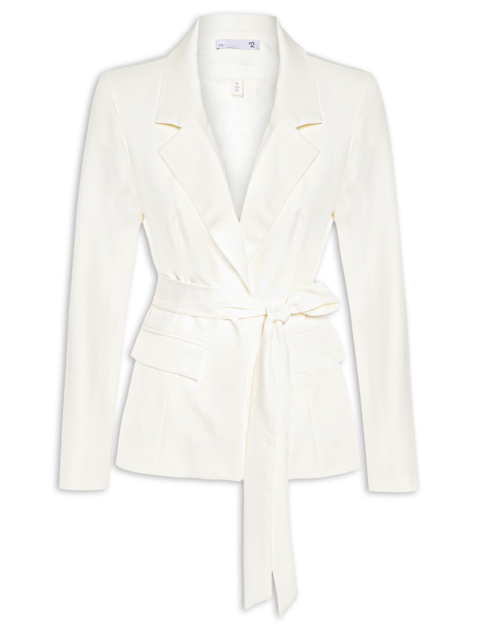 Blazer Feminino Acinturado com Faixa – Branco '2Essential