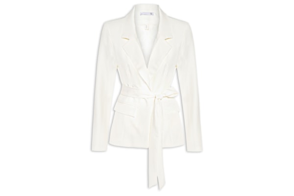 Blazer Feminino Acinturado com Faixa – Branco