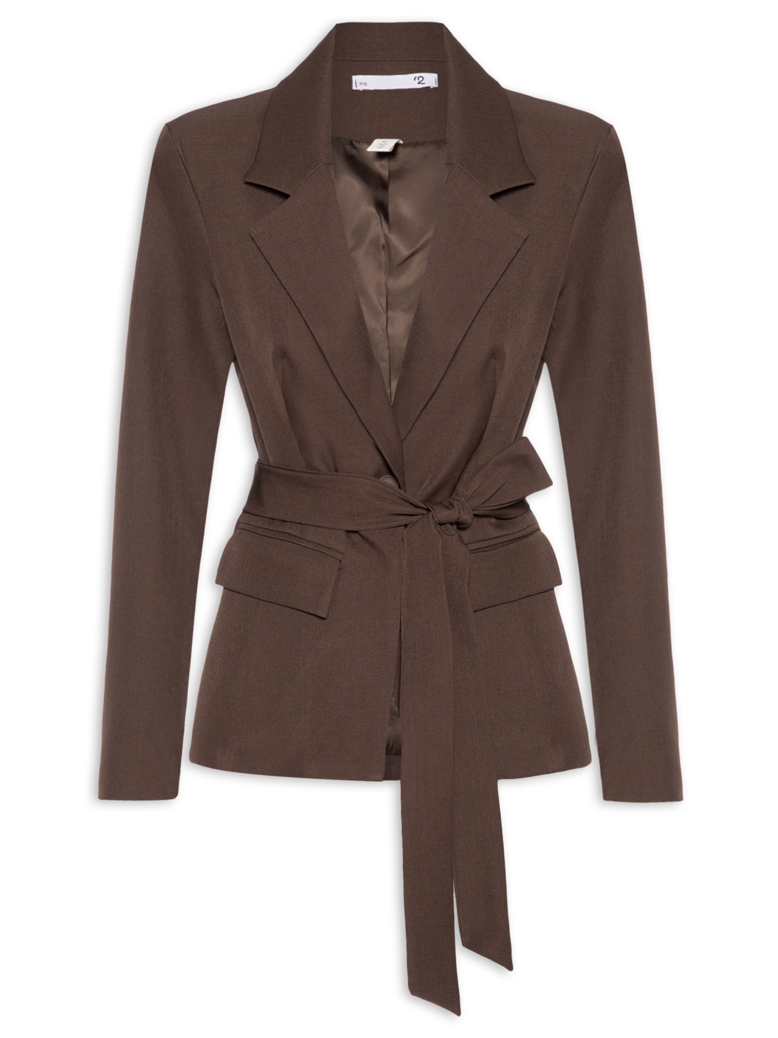 Blazer Feminino Acinturado com Faixa – Marrom '2Essential