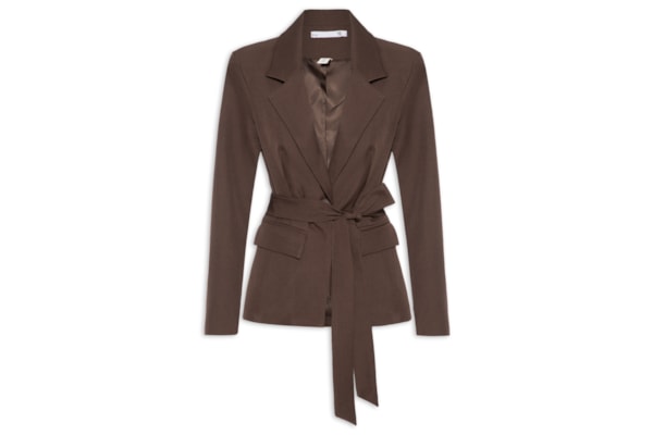 Blazer Feminino Acinturado com Faixa – Marrom