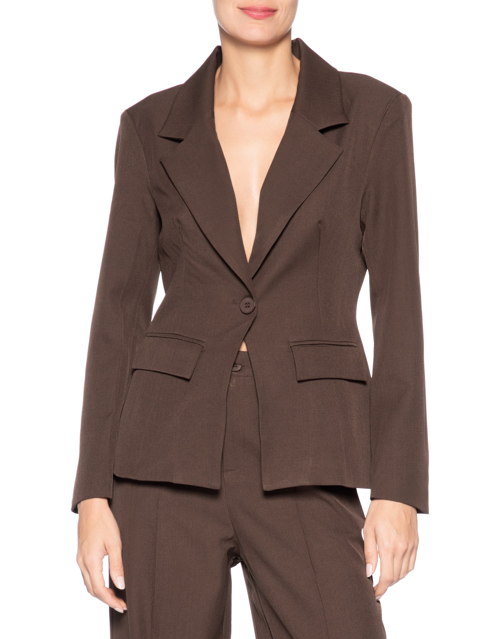 Blazer Feminino Acinturado com Faixa – Marrom '2Essential