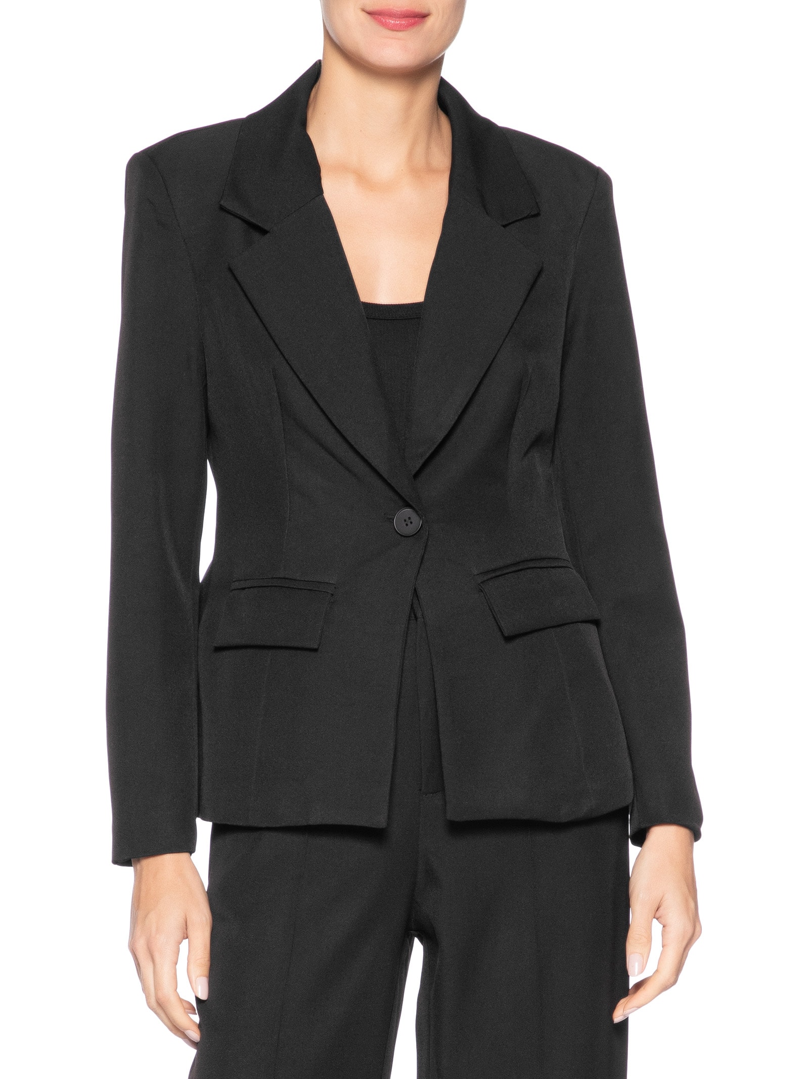 Blazer Feminino Acinturado com Faixa – Preto '2Essential