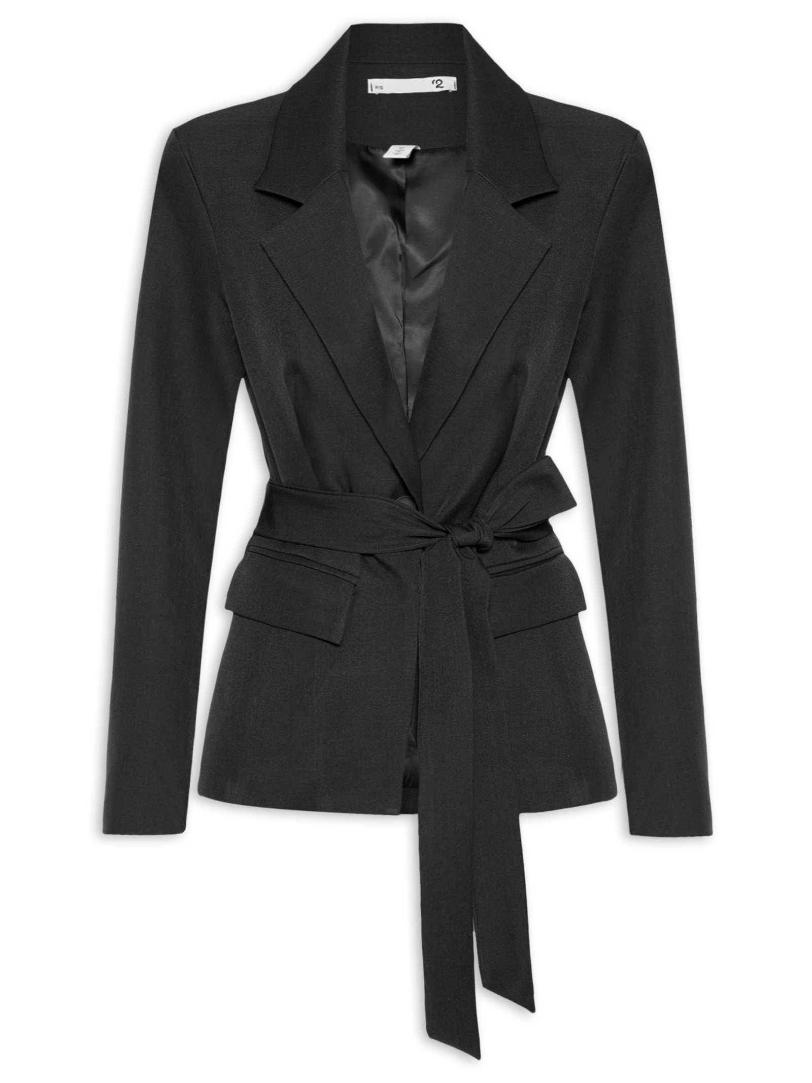 Blazer Feminino Acinturado com Faixa – Preto '2Essential