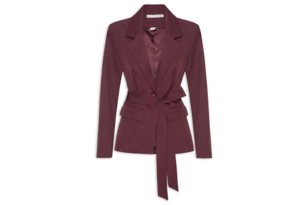 Blazer Feminino Acinturado com Faixa – Vermelho