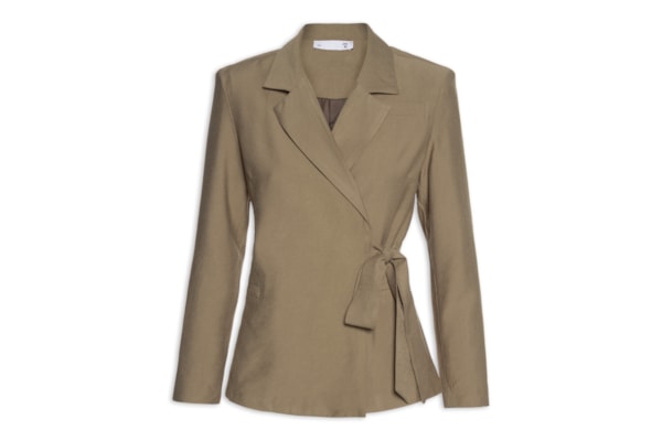 Blazer Feminino Ajustado Com Amarração - Marrom