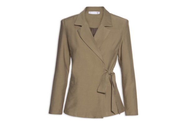 Blazer Feminino Ajustado Com Amarração - Marrom