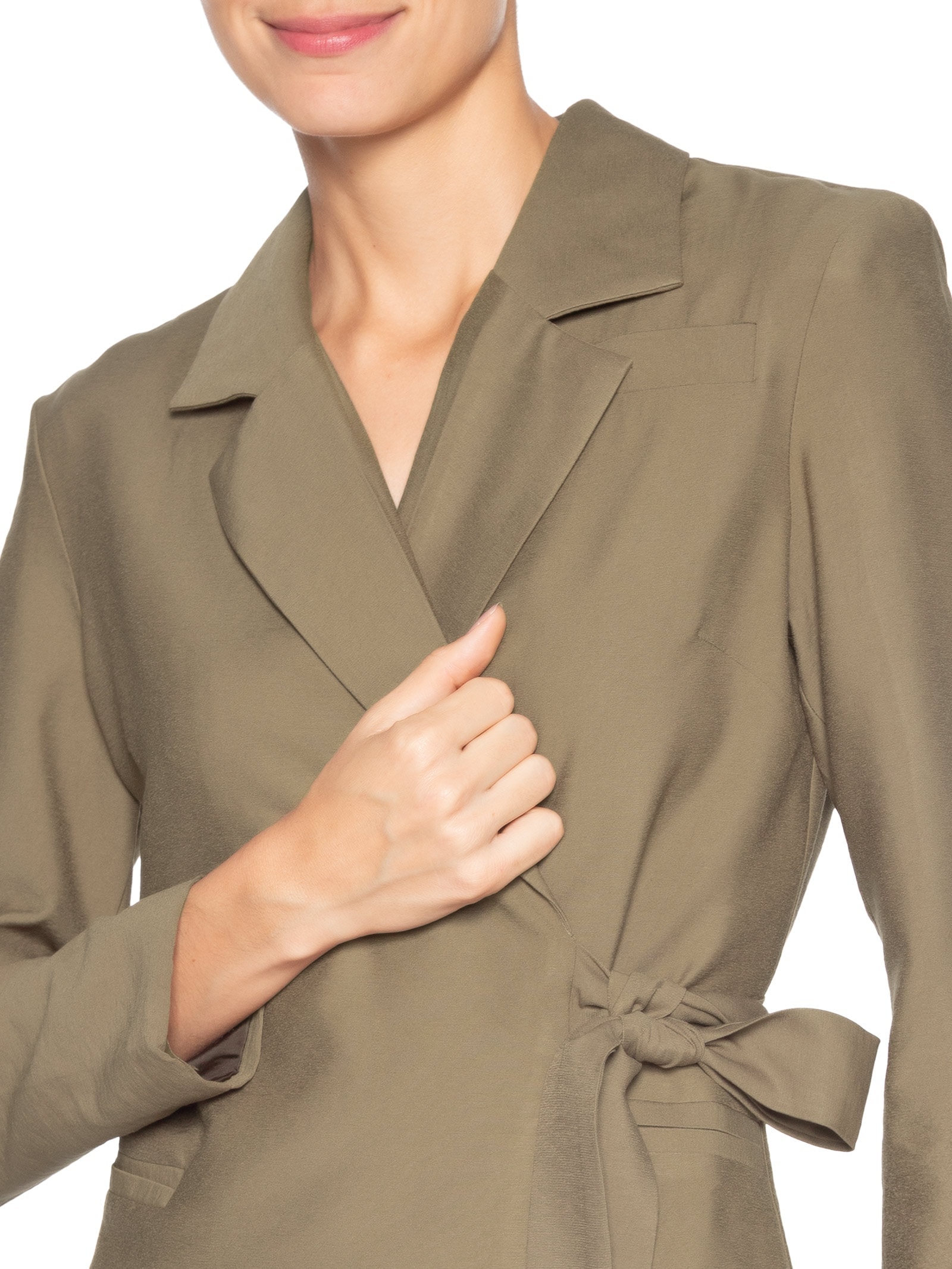 Blazer Feminino Ajustado Com Amarração Marrom '2Essential