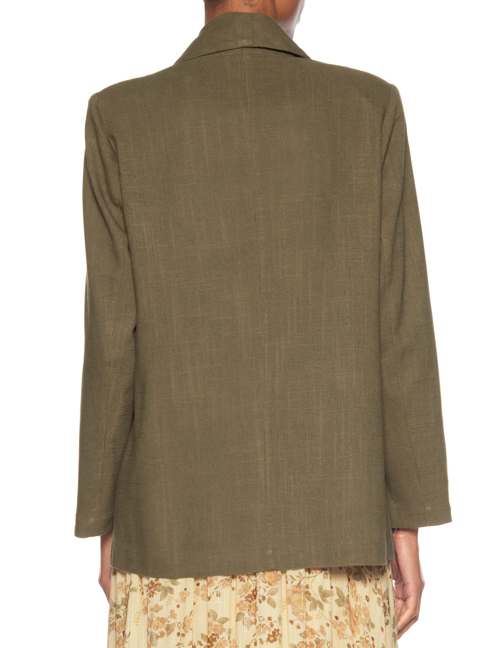 Blazer Feminino Alfaiataria Bolso Frontal Marrom Maria Filó