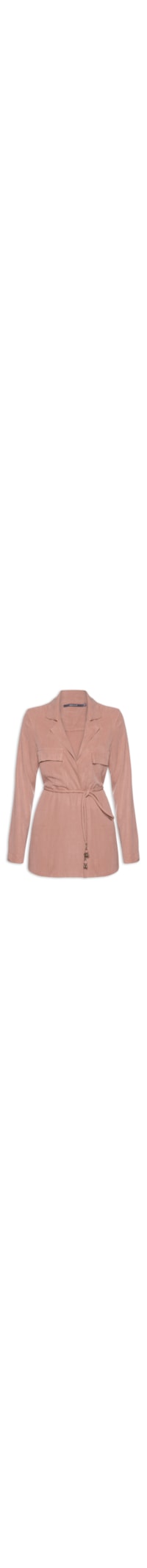 Blazer Feminino Alfaiataria Bolsos com Cinto - Rosa