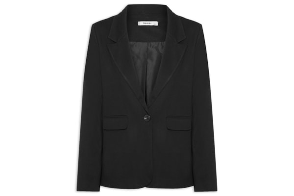 Blazer Feminino Alfaiataria Com Bolsos - Preto