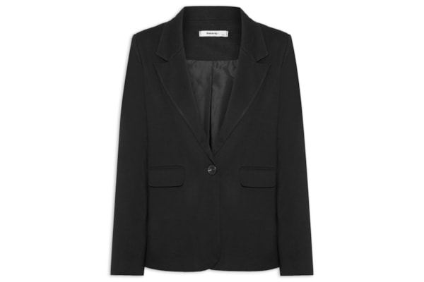 Blazer Feminino Alfaiataria Com Bolsos - Preto