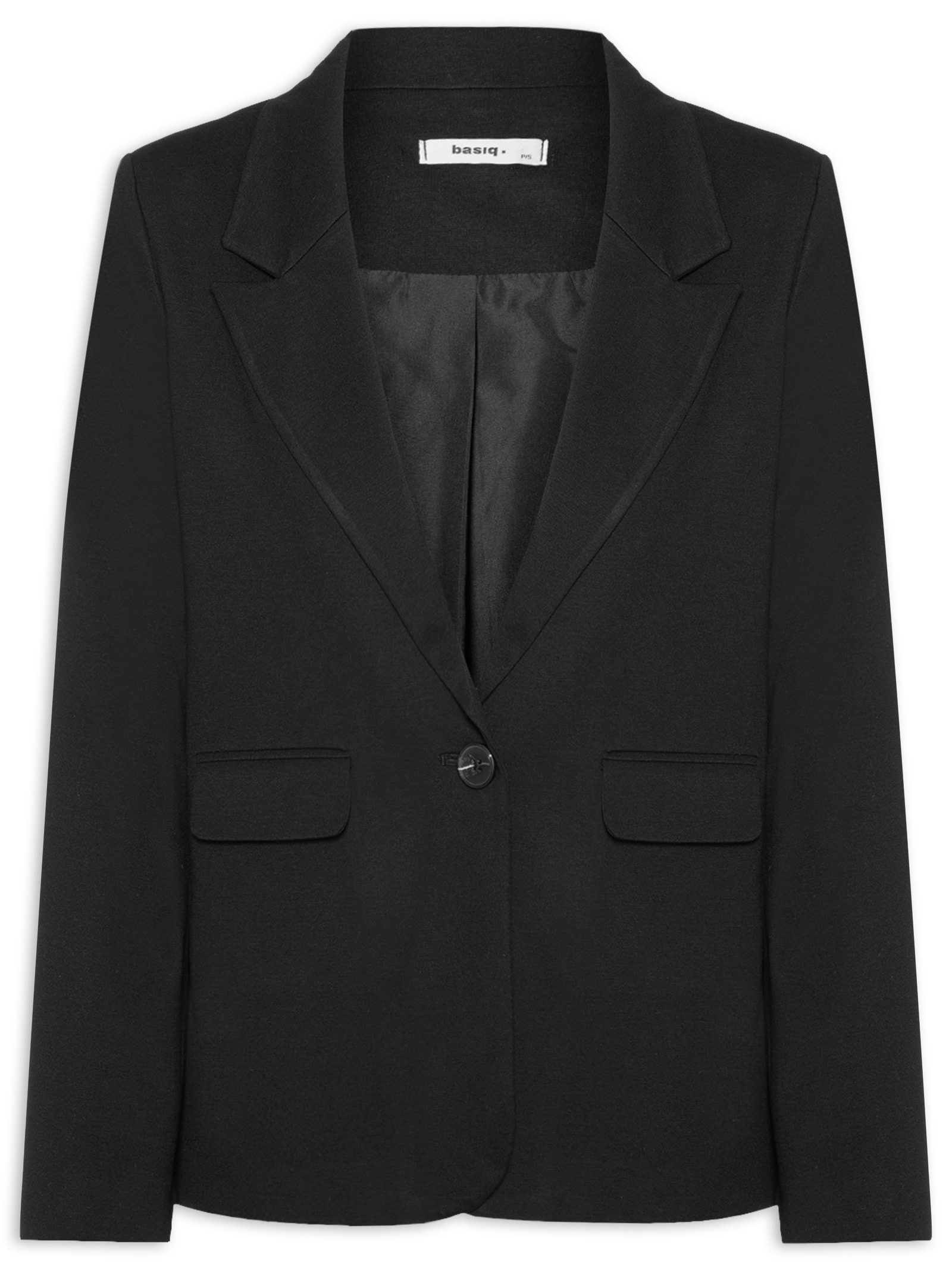 Blazer Feminino Alfaiataria Com Bolsos Preto Basiq
