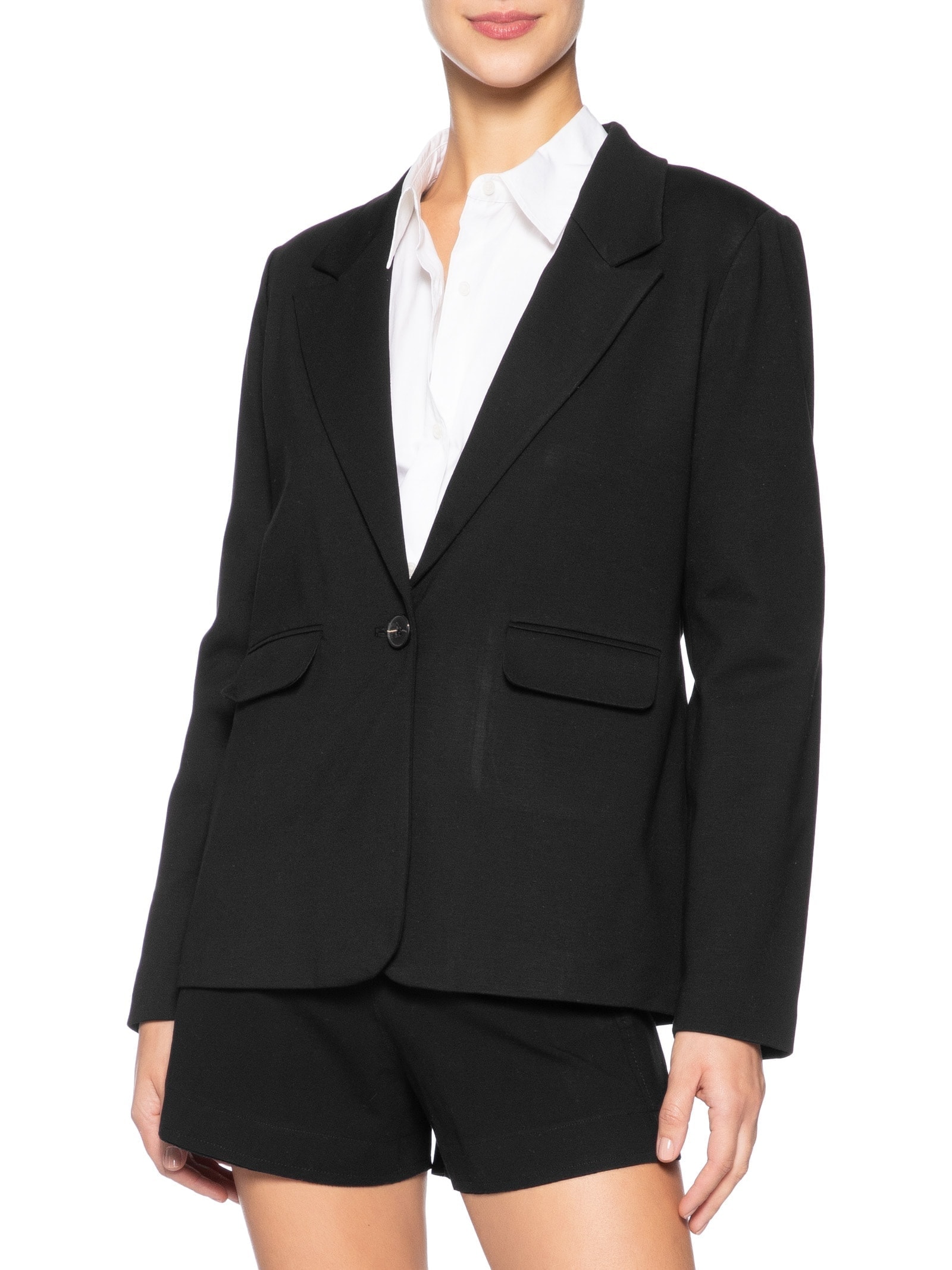 Blazer Feminino Alfaiataria Com Bolsos Preto Basiq