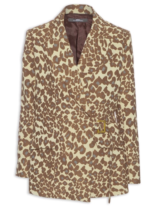 Blazer Feminino Alfaiataria Estampa Onça Jacquard – Animal Print