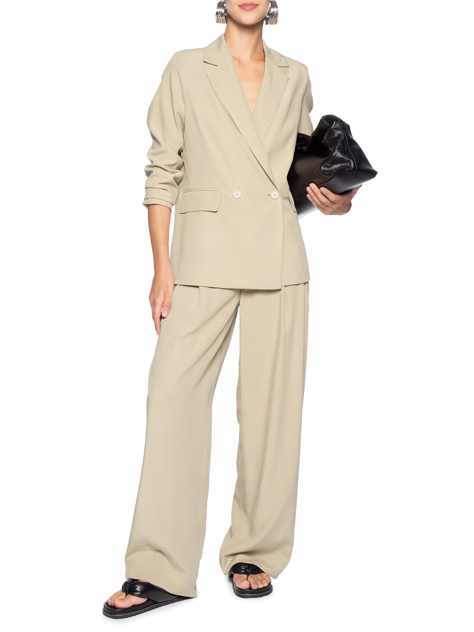 Blazer Feminino Alfaiataria Marieta Bege Animale Jeans