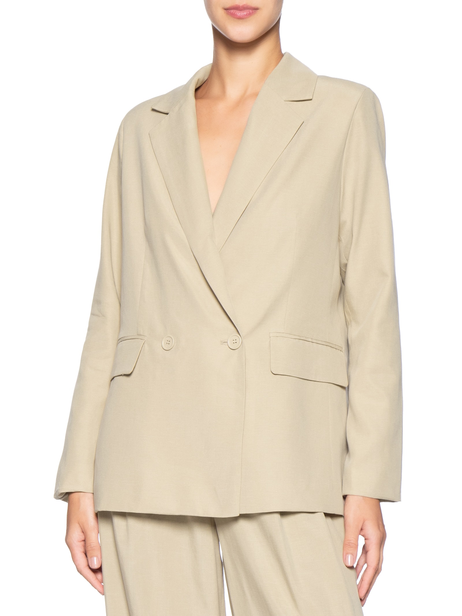Blazer Feminino Alfaiataria Marieta Bege Animale Jeans