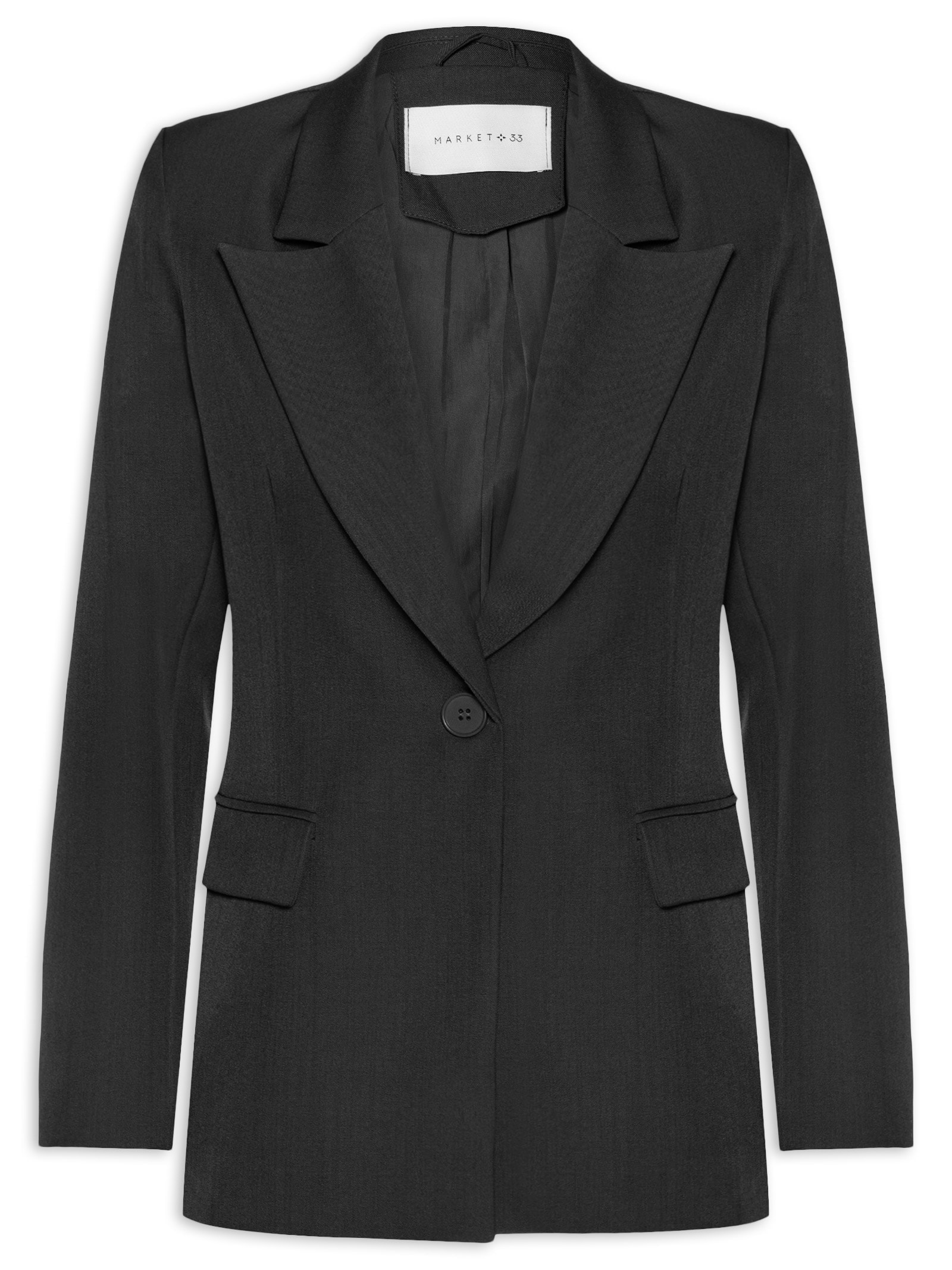 Blazer Feminino Alfaiataria – Preto Market 33