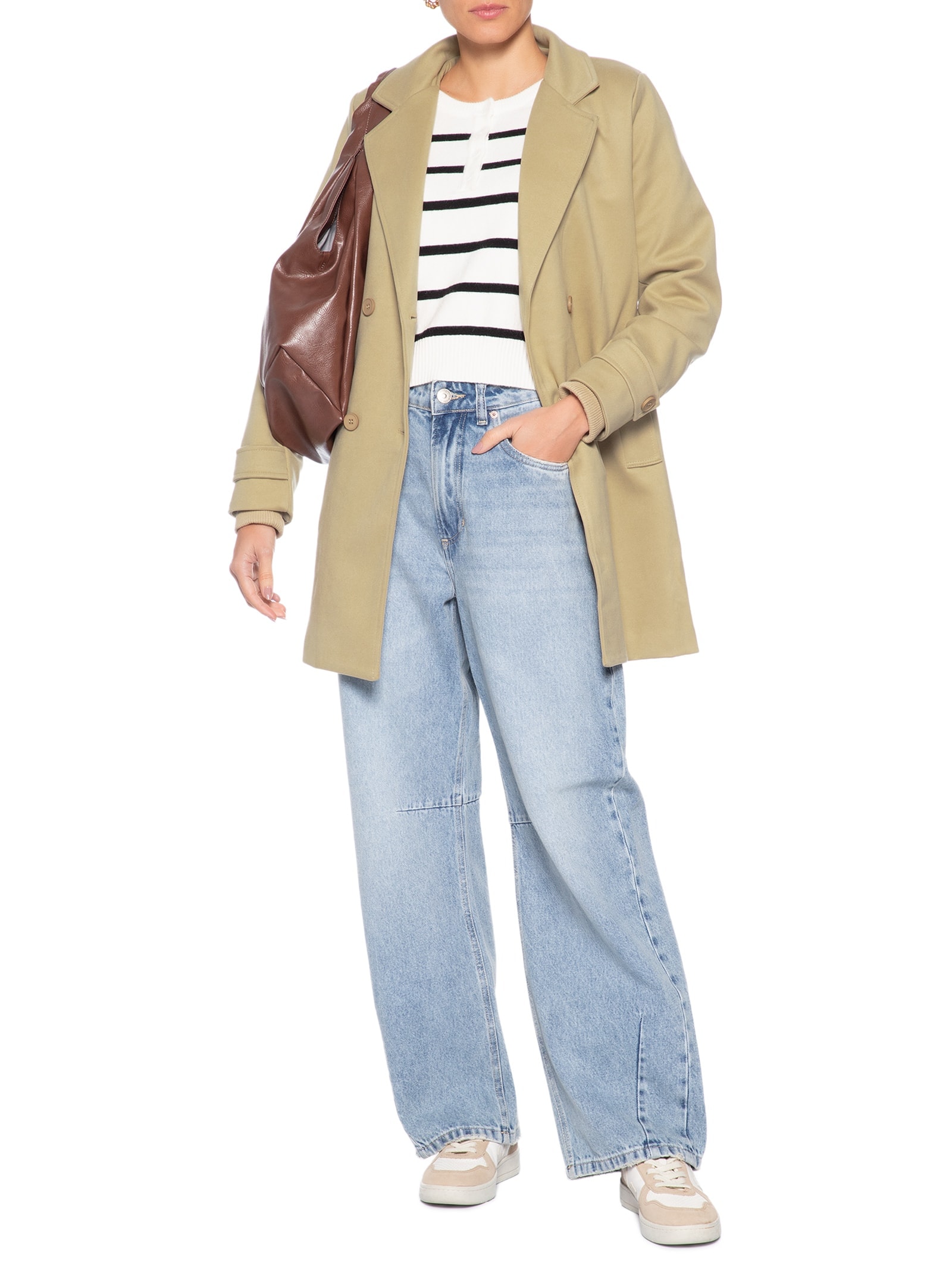 Blazer Feminino Alongado Bege Basiq