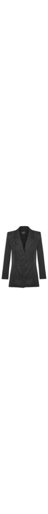 Blazer Feminino Alongado Com Abotoamento - Preto