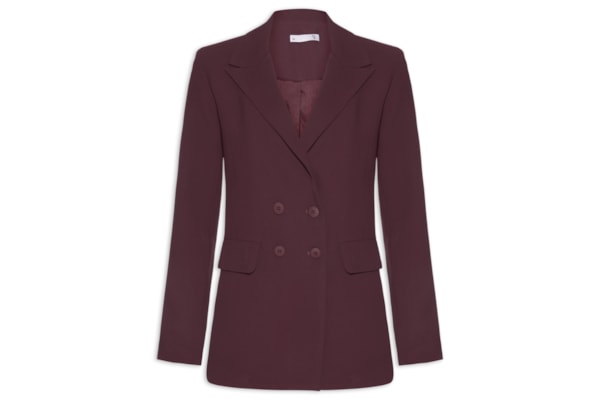 Blazer Feminino Alongado Com Ombreiras Em Crepe - Roxo