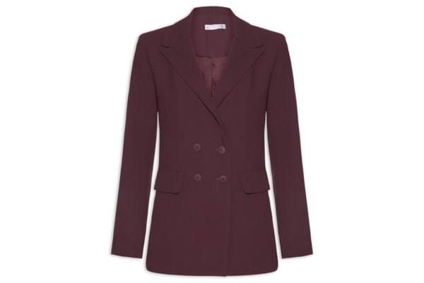 Blazer Feminino Alongado Com Ombreiras Em Crepe - Roxo