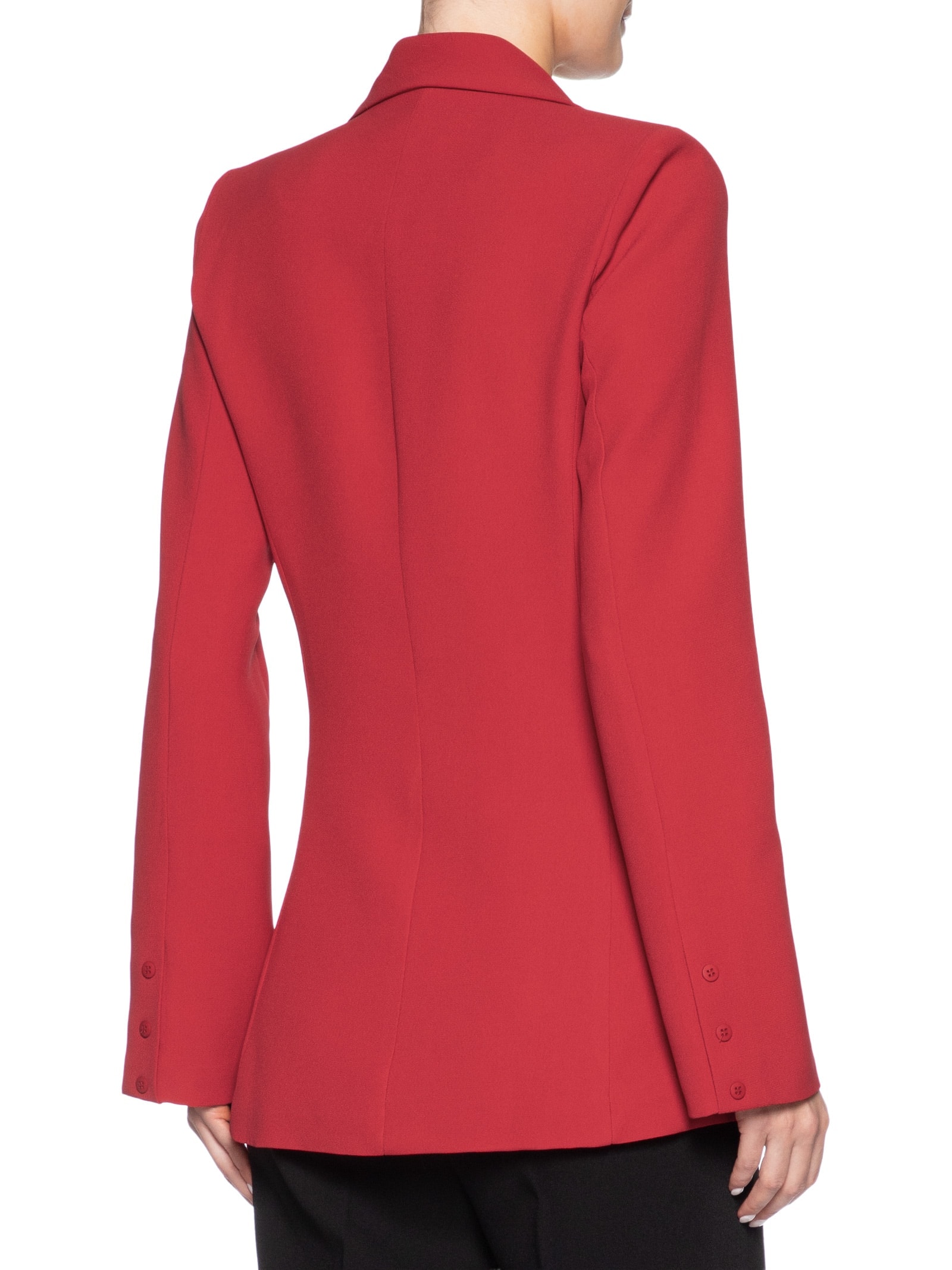 Blazer Feminino Alongado Com Ombreiras Em Crepe Vermelho '2Essential