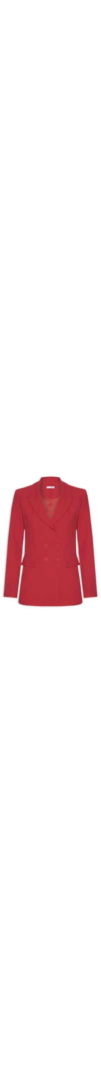 Blazer Feminino Alongado Com Ombreiras Em Crepe - Vermelho