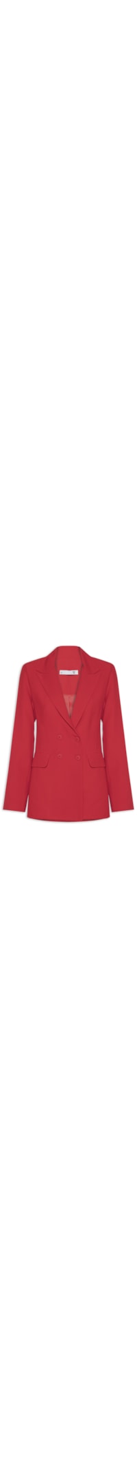 Blazer Feminino Alongado Com Ombreiras Em Crepe - Vermelho
