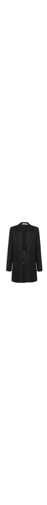 Blazer Feminino Alongado Em Tweed - Preto