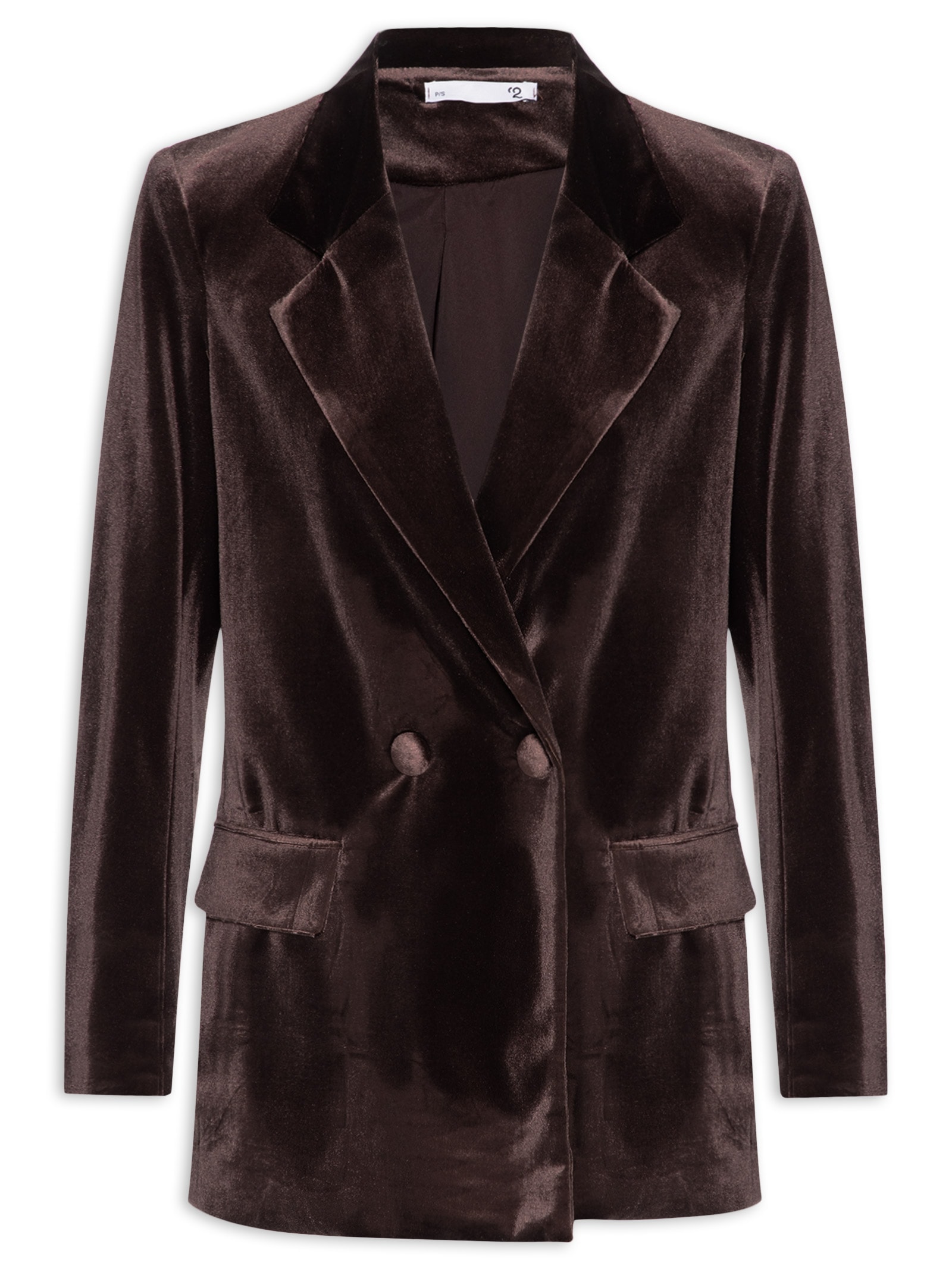Blazer Feminino Alongado em Veludo – Marrom '2Essential