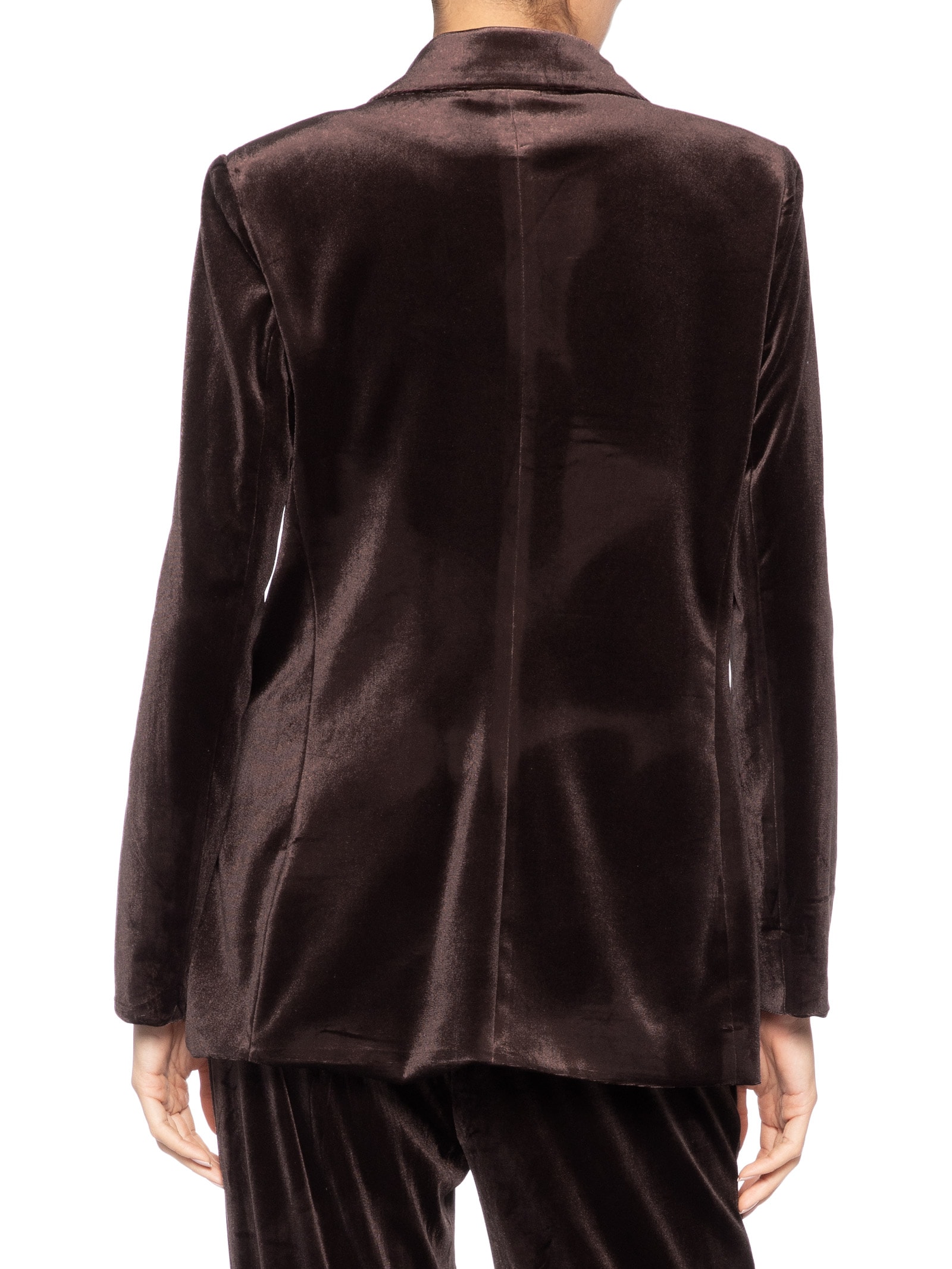 Blazer Feminino Alongado em Veludo – Marrom '2Essential