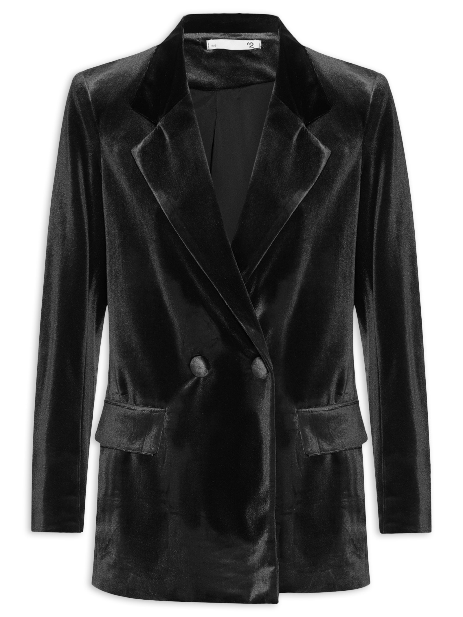 Blazer Feminino Alongado em Veludo – Preto '2Essential