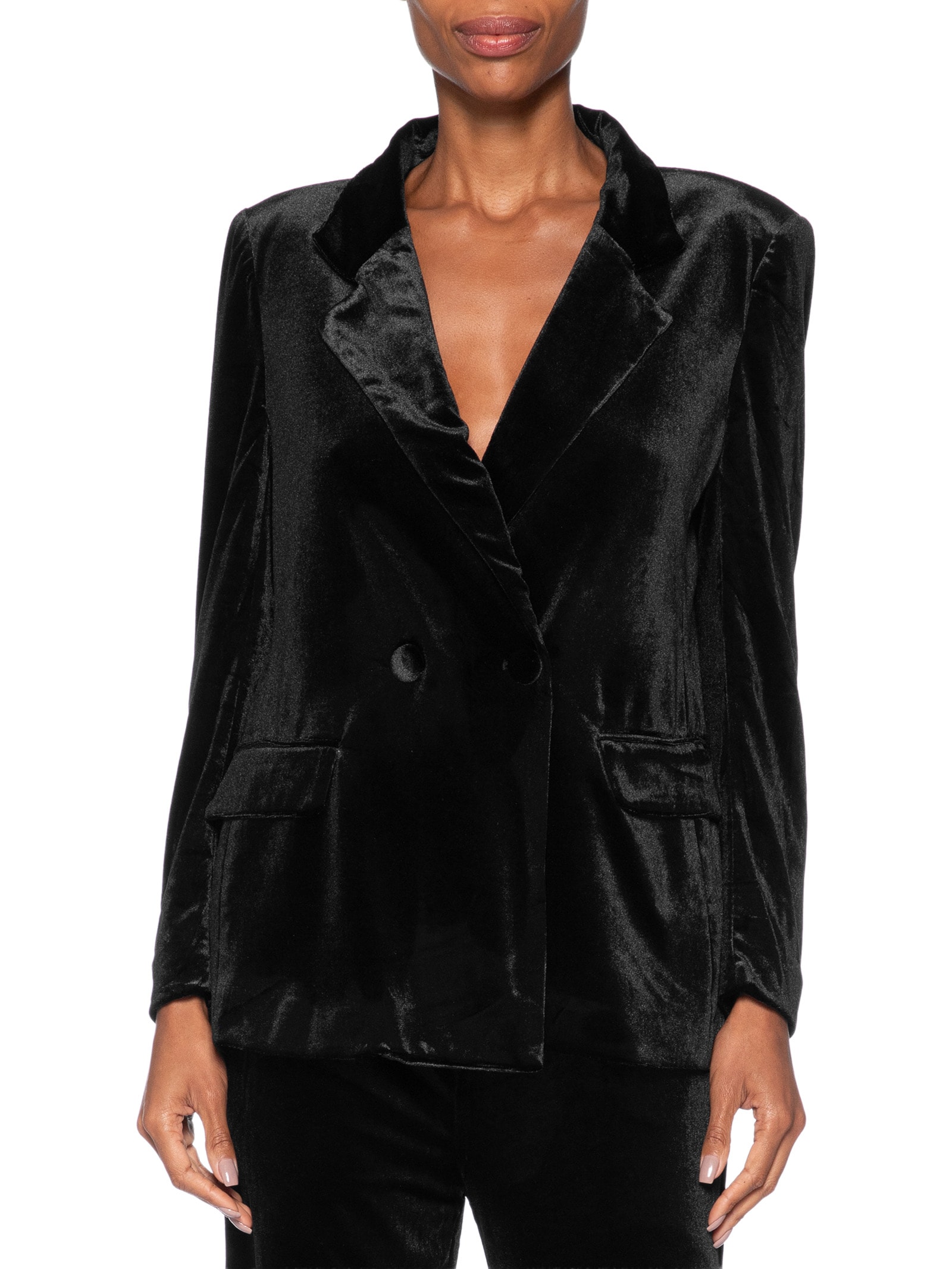 Blazer Feminino Alongado em Veludo – Preto '2Essential