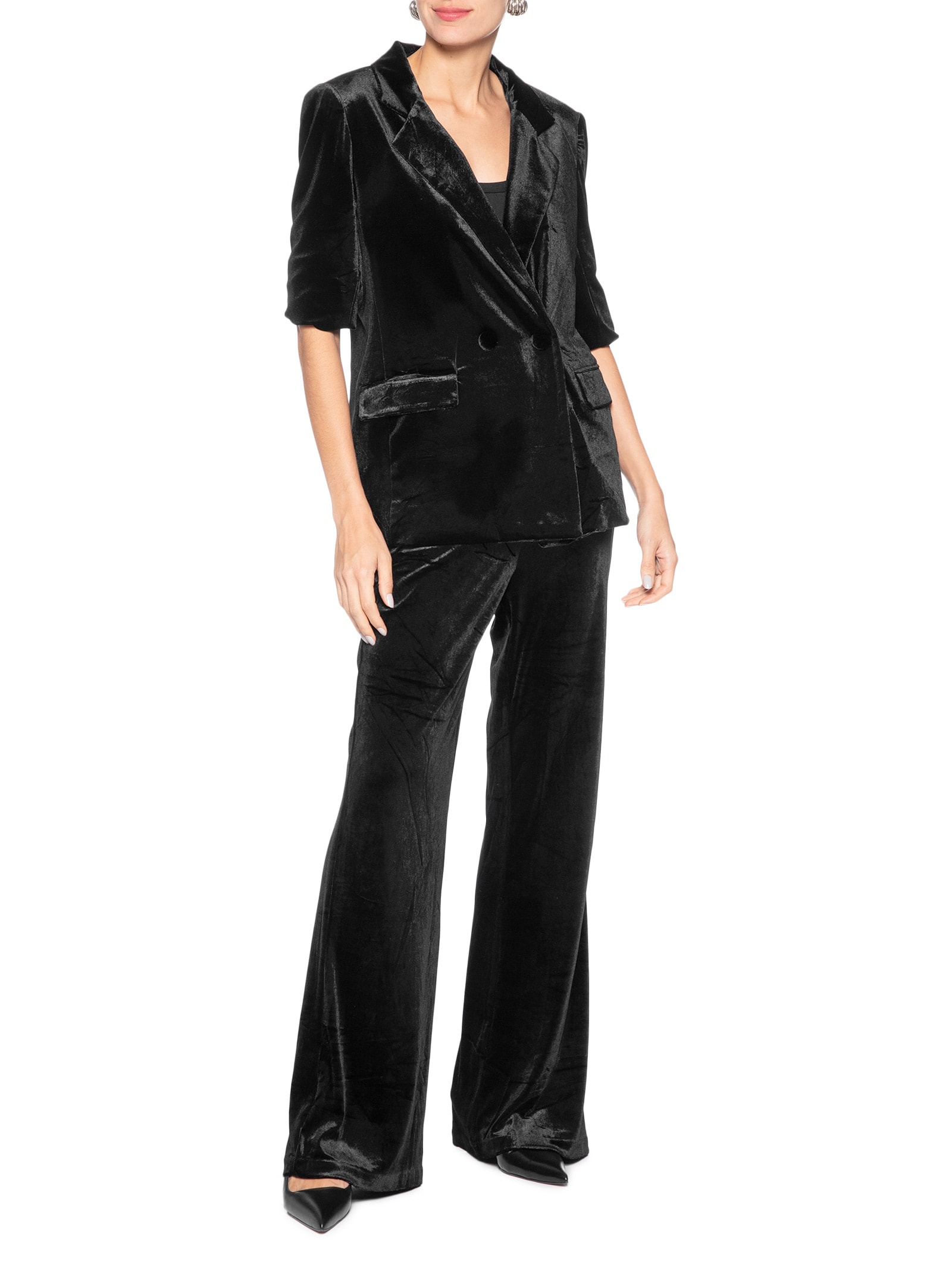 Blazer Feminino Alongado em Veludo – Preto '2Essential