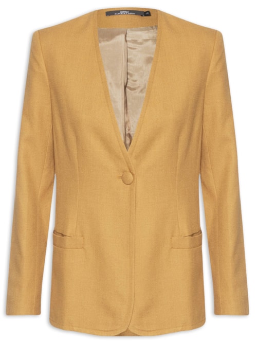 Blazer Feminino Alongado Nozes Sem Lapela – Marrom