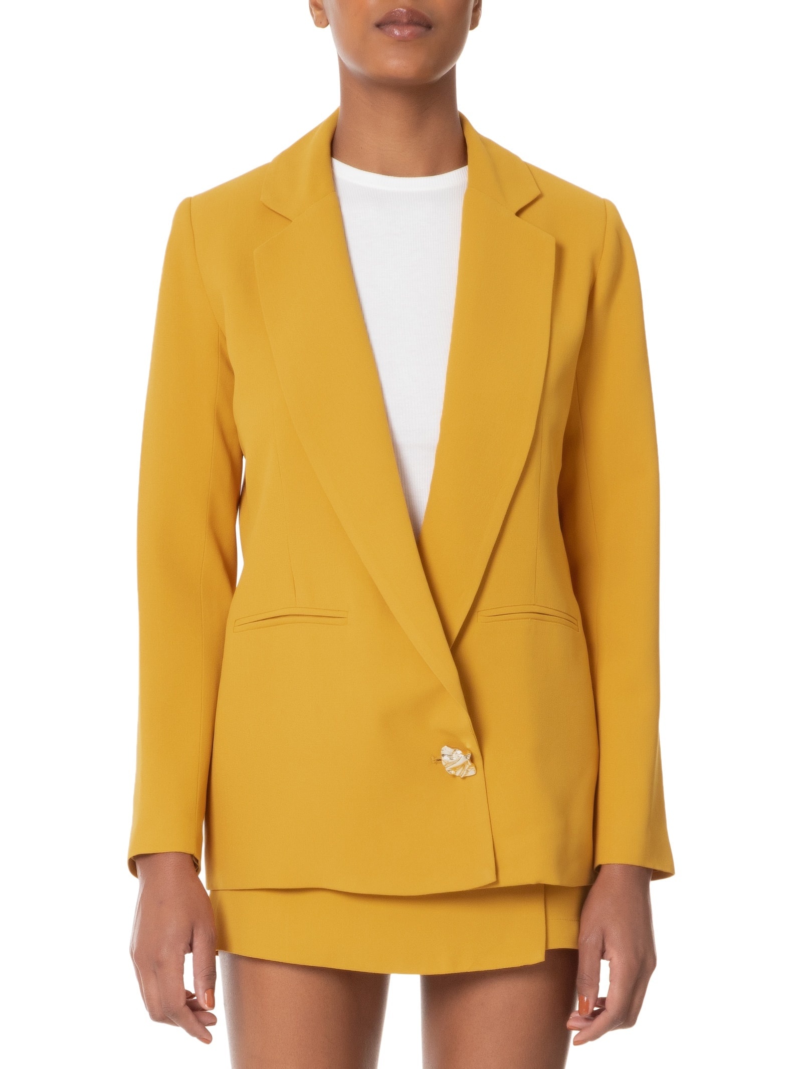 Blazer Feminino Alongando Em Crepe Amarelo '2Essential