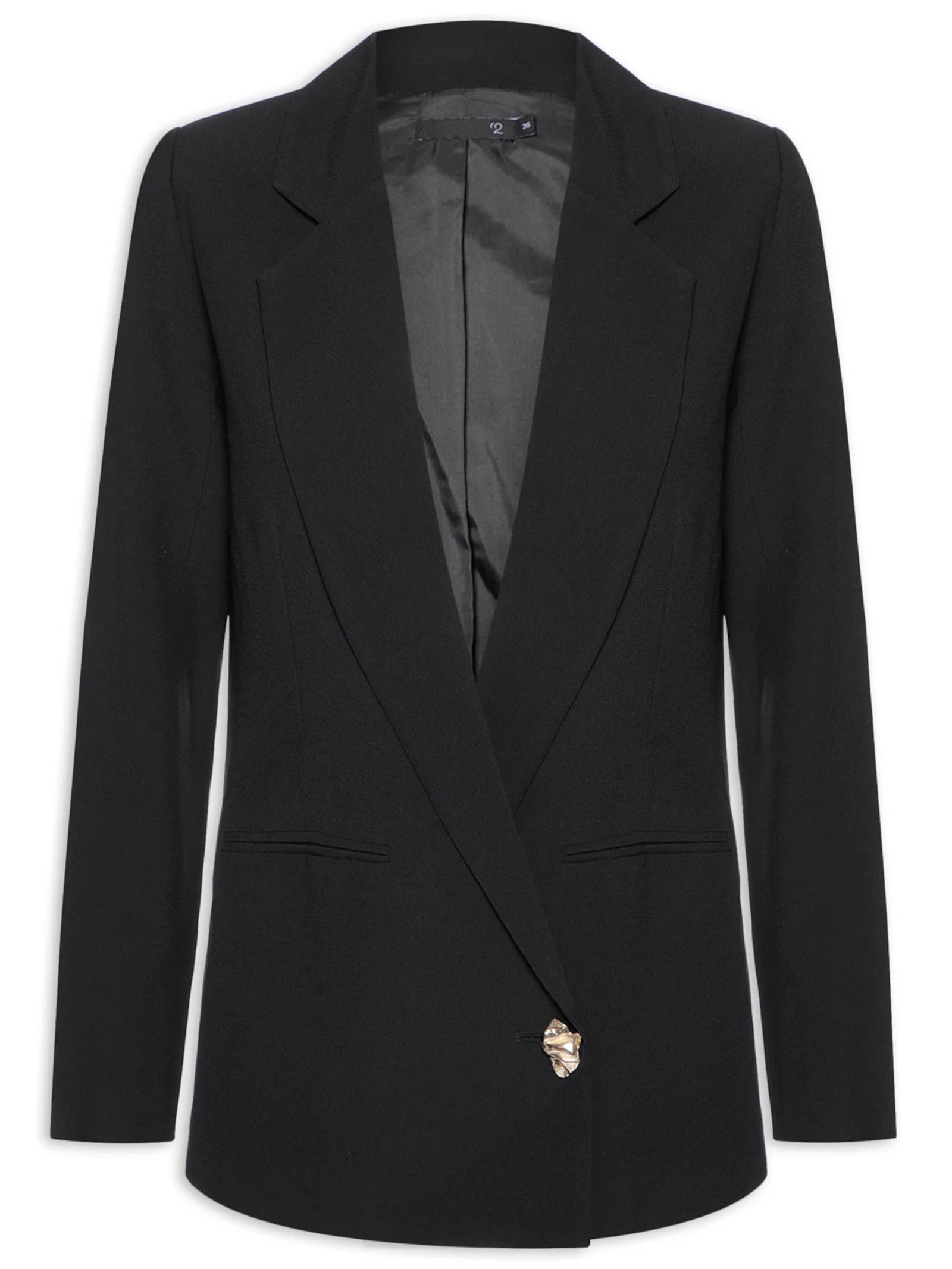 Blazer Feminino Alongando Em Crepe Preto '2Essential