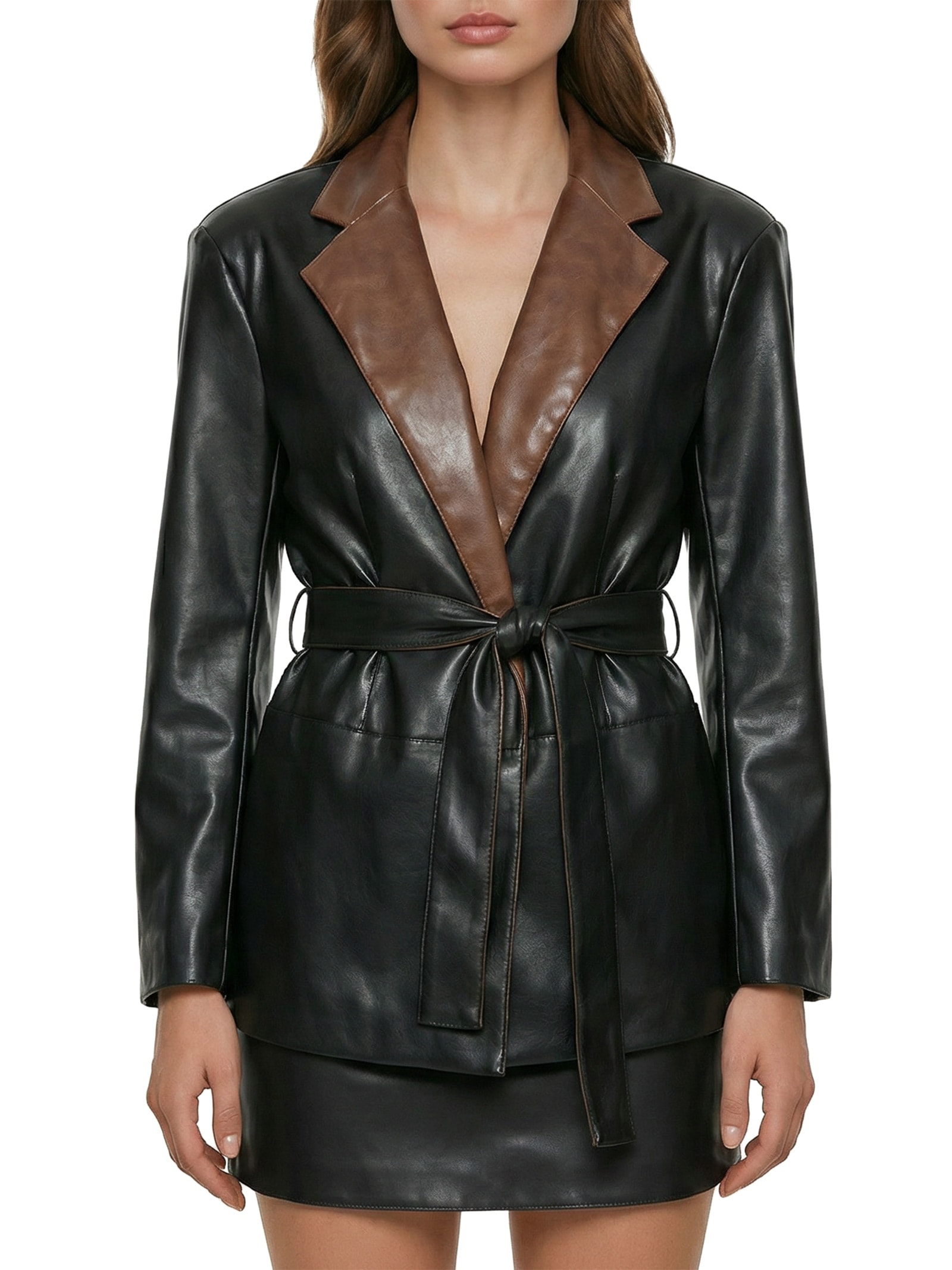 Blazer Feminino Amplo Bicolor Preto My Favorite