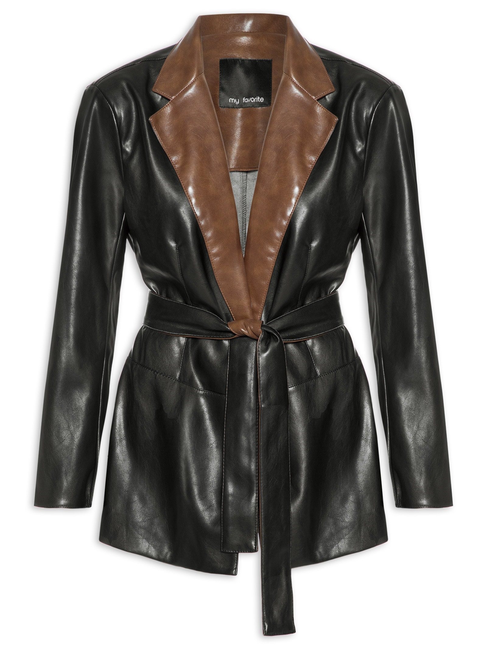 Blazer Feminino Amplo Bicolor Preto My Favorite