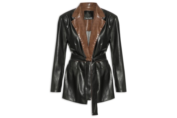 Blazer Feminino Amplo Bicolor - Preto