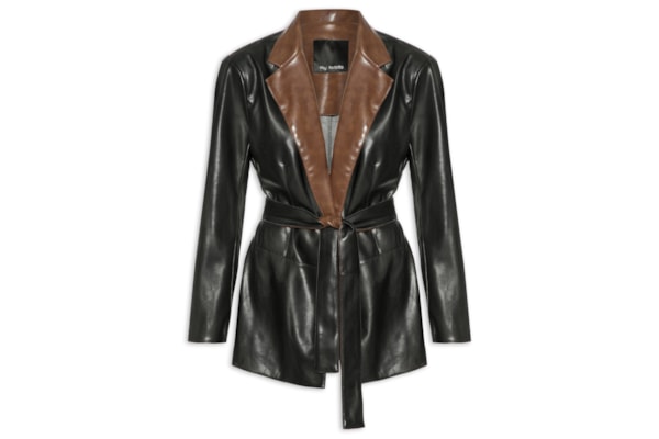 Blazer Feminino Amplo Bicolor - Preto