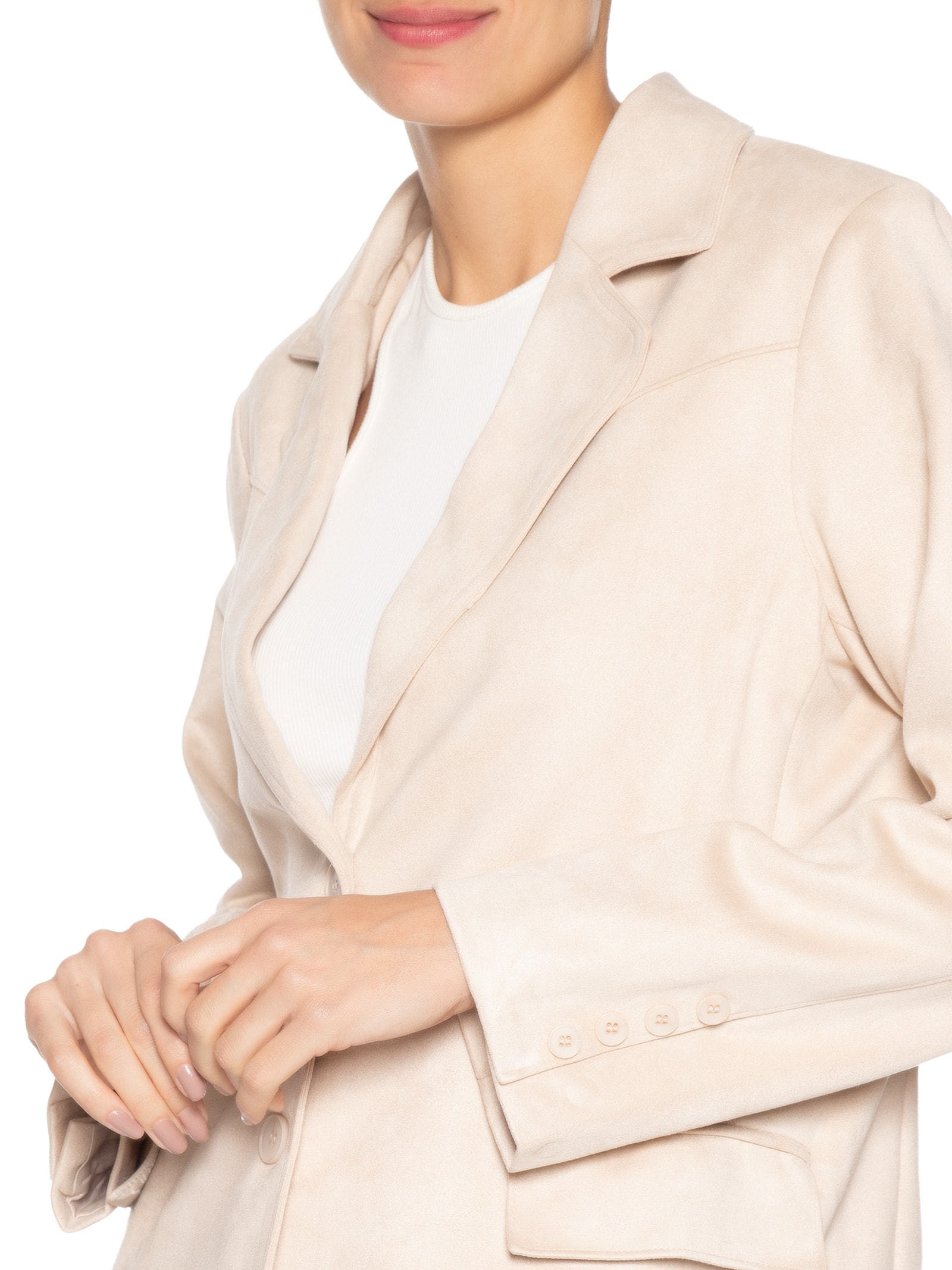 Blazer Feminino Aveludado Bege Basiq