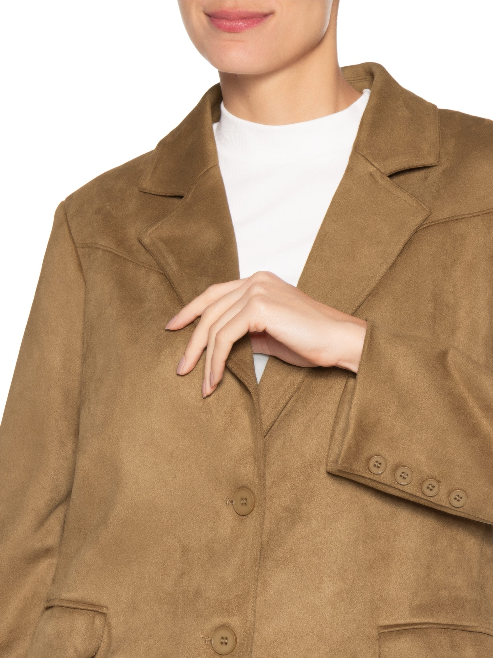 Blazer Feminino Aveludado Bege Basiq