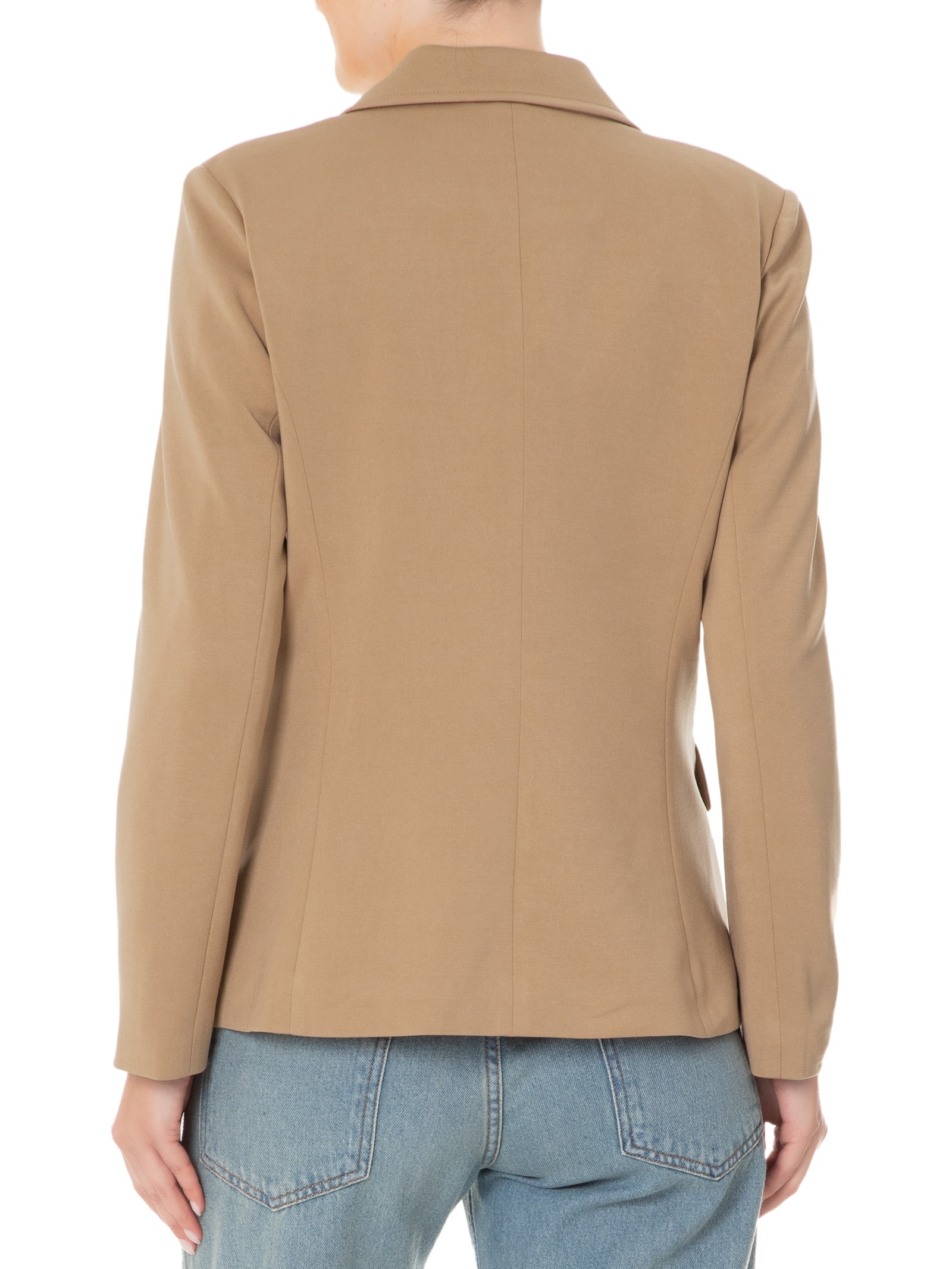 Blazer Feminino Básico Com Bolsos Frontais Bege Basiq