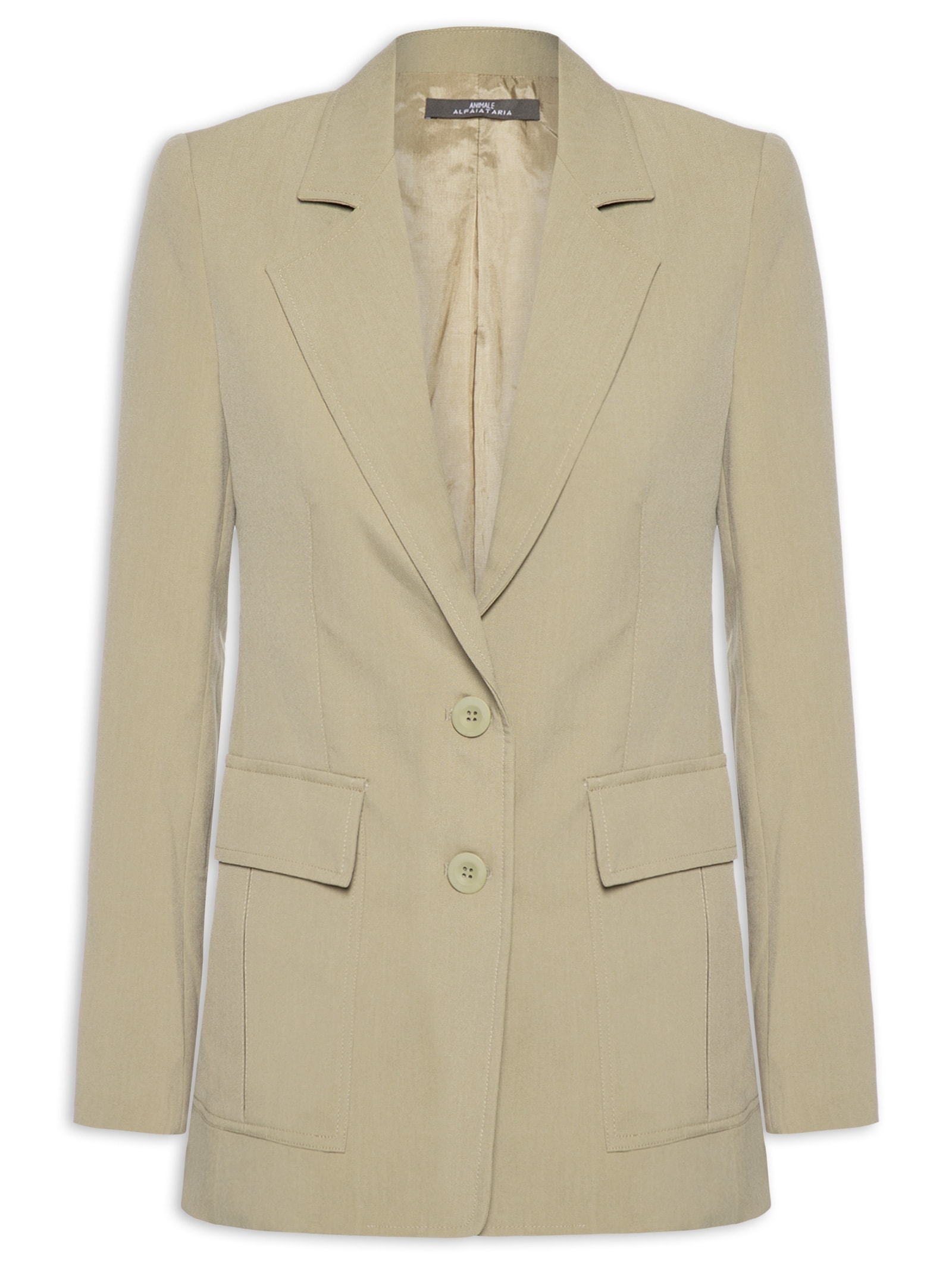 Blazer Feminino Bolsos Kaki Verde Animale