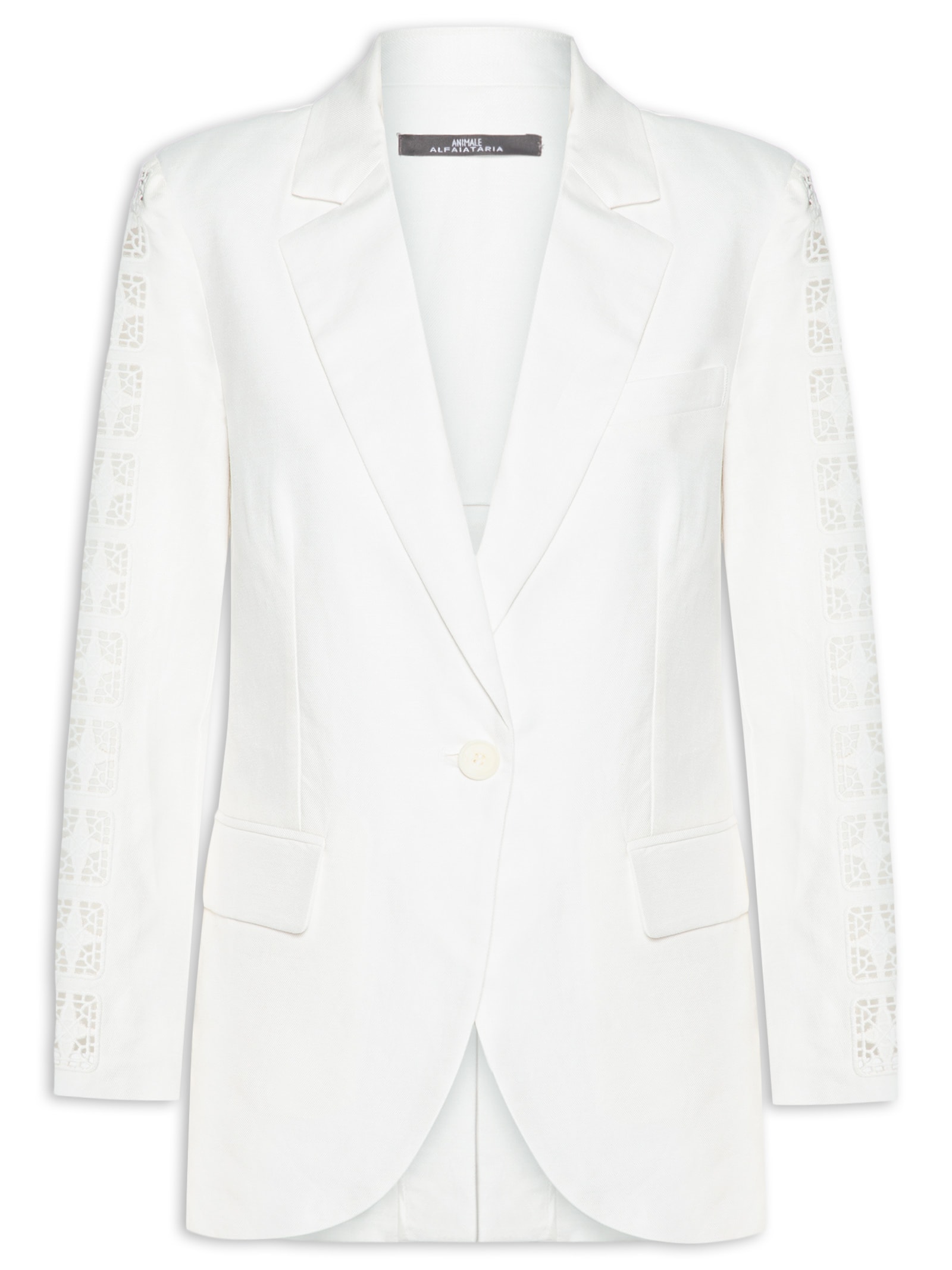 Blazer Feminino Bordado Manga Branco Animale