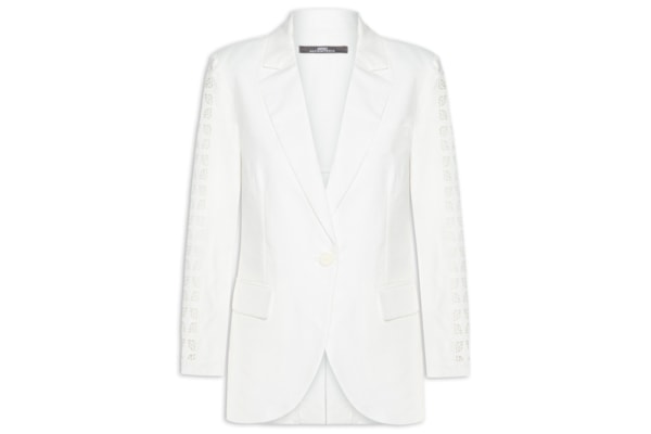 Blazer Feminino Bordado Manga - Branco