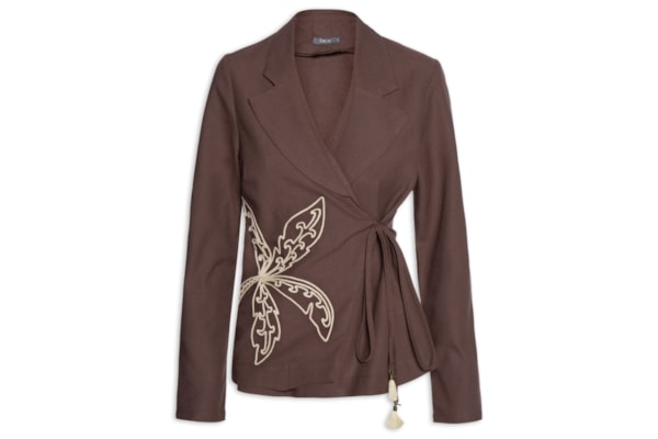 Blazer Feminino Bordado Palmeiras – Marrom
