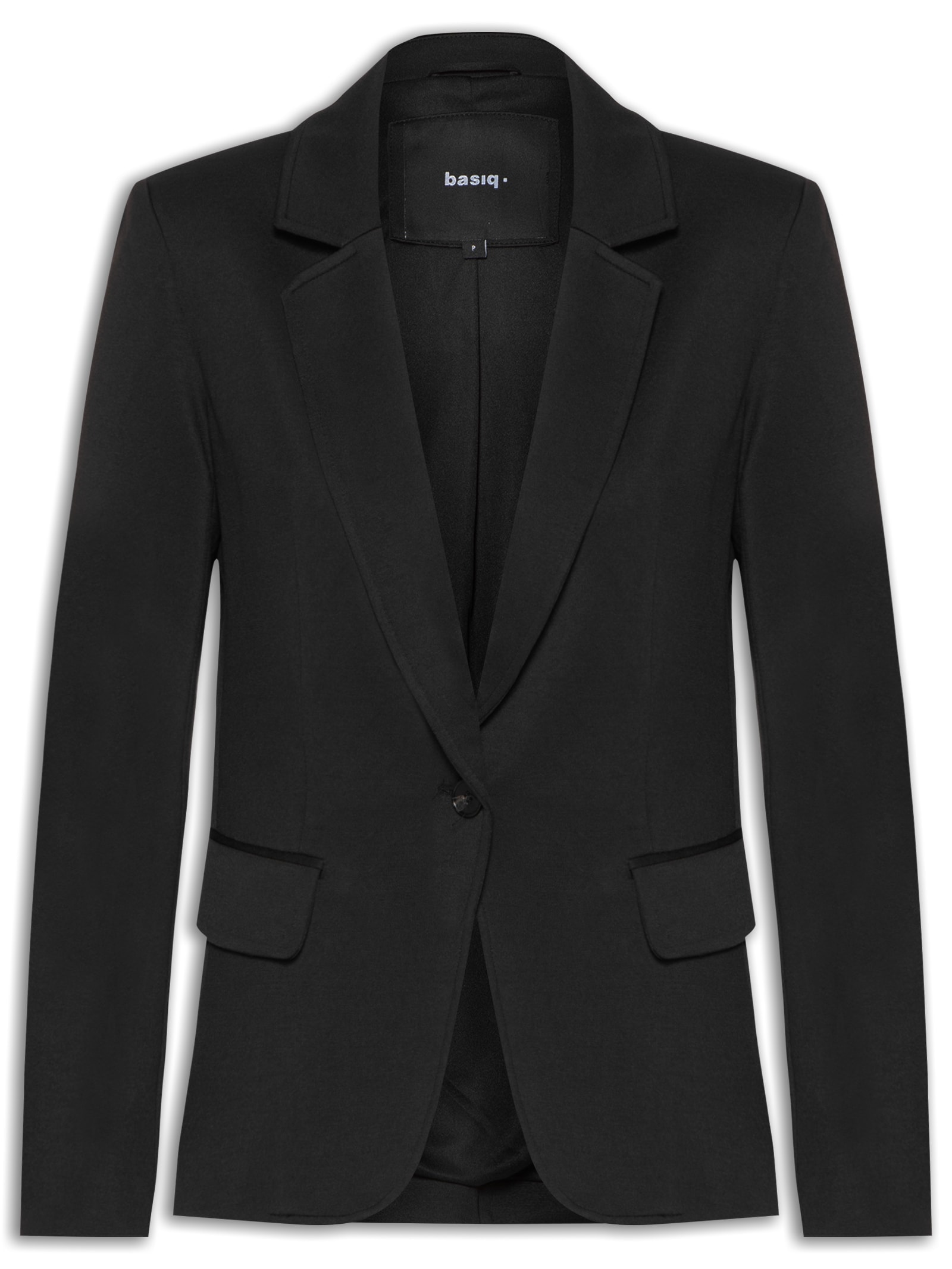 Blazer Feminino Com Bolsos Frontais Preto Basiq